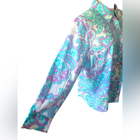 Talbots Plus Petite Paisley Blouse in Purple,White and Blue- 2Xp - Picture 7 of 10